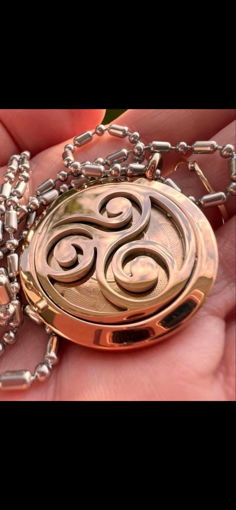 Triskelion Scalar Energy Pendant Rose Gold with a Silver Chain
