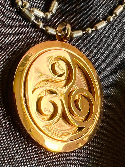 Triskelion Scalar Energy Pendant Gold-silver chain