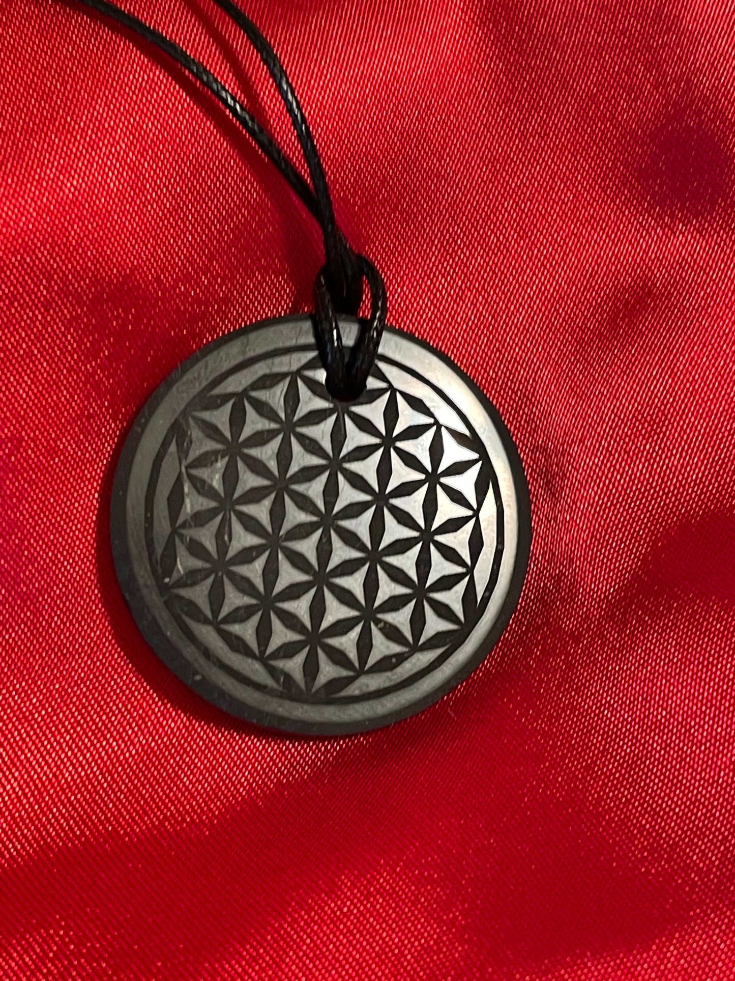 Karelian Shungite - Ancient Flower of Life Pendant