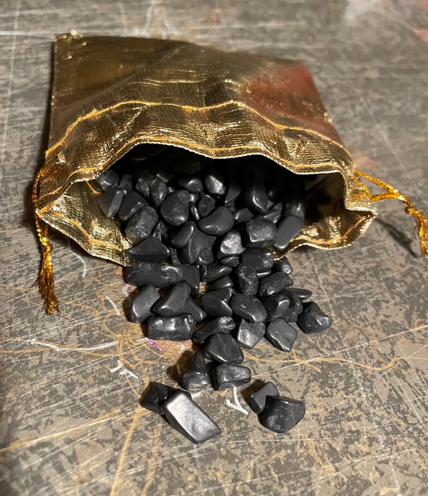 Shungite~ lightly polished/tumbled small chips