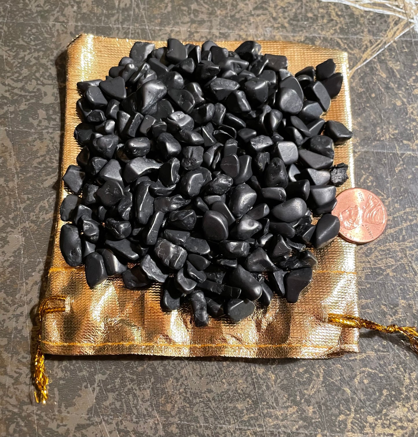 Shungite~ lightly polished/tumbled small chips