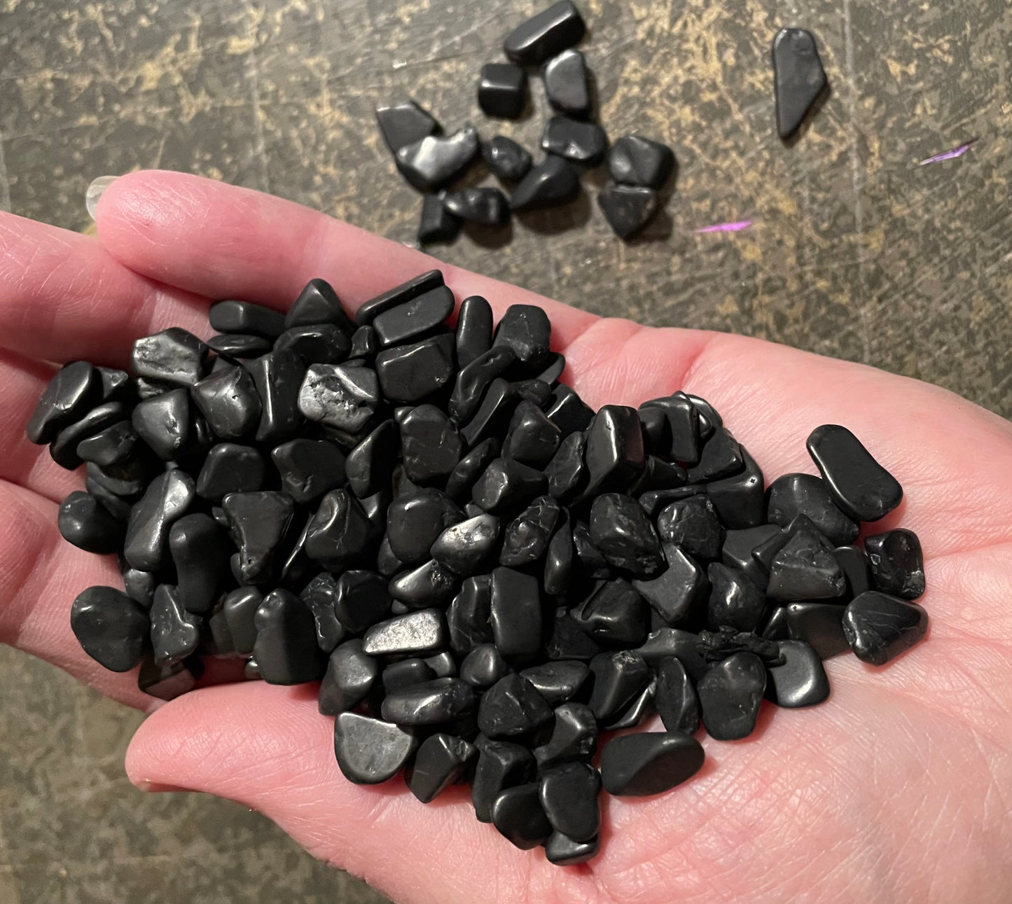Shungite~ lightly polished/tumbled small chips